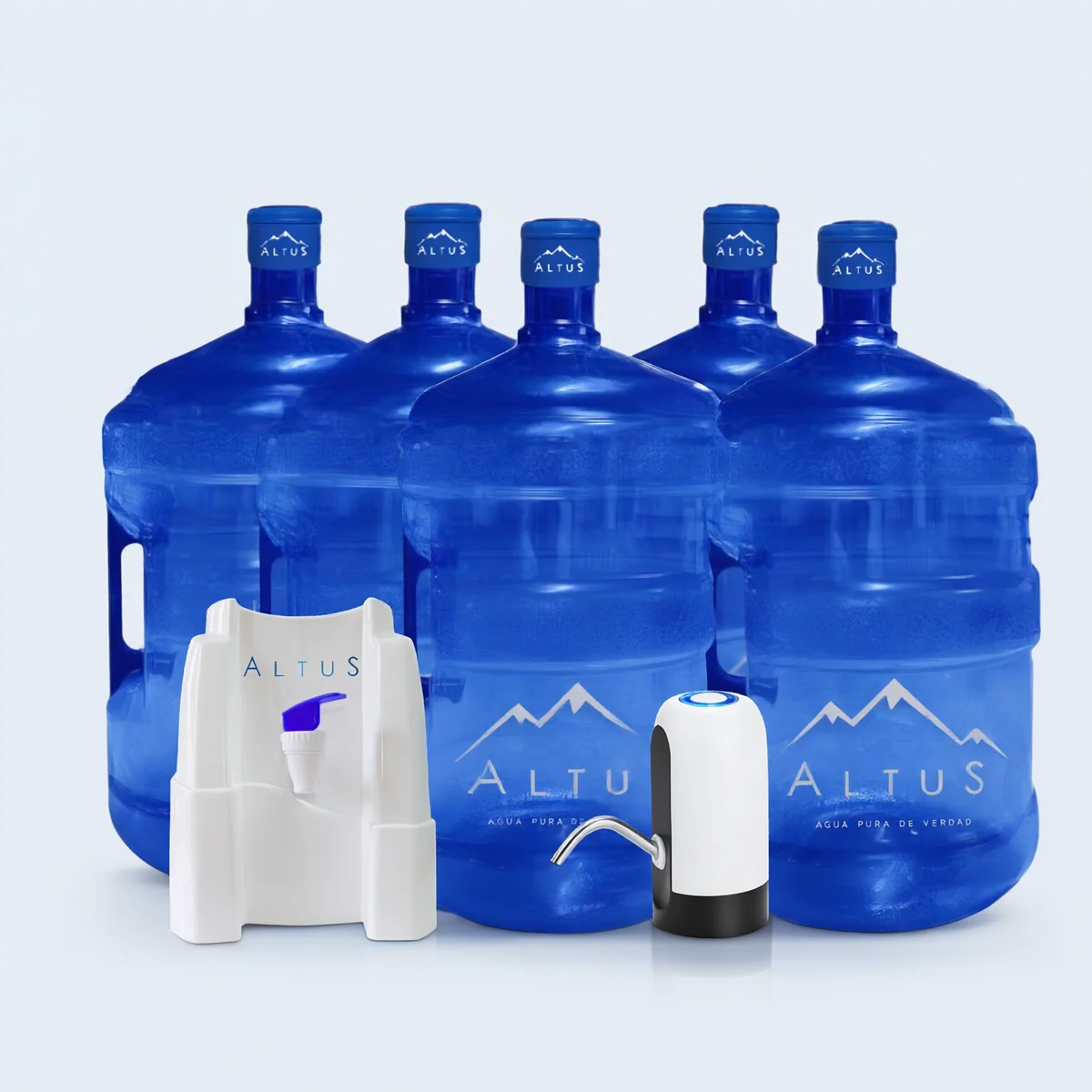 Pack 5 de ALTUS: 5 bidones de 20L y dispensador